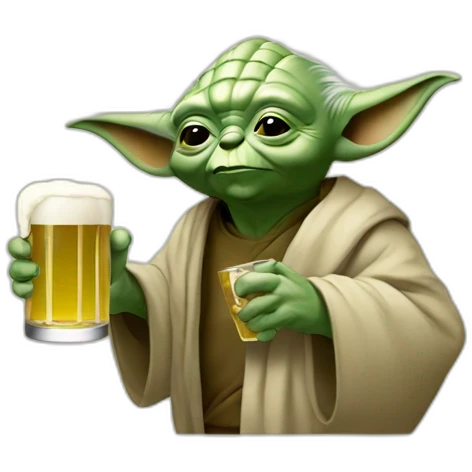 Yoda drinking a beer emoji