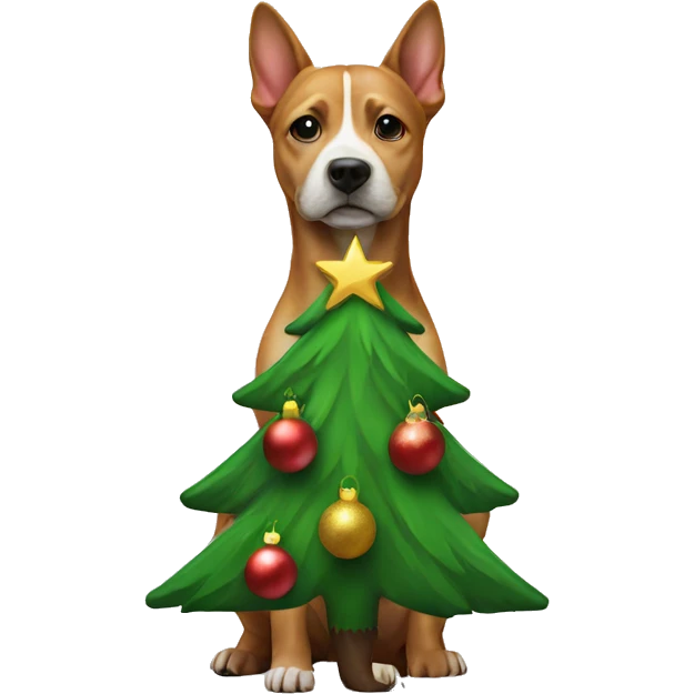dog with a christmas tree emoji