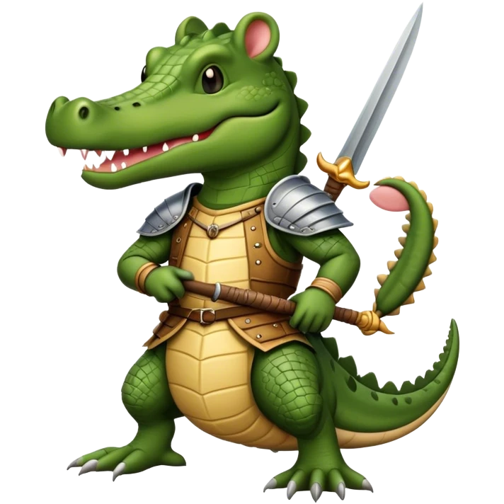 Medieval warrior crocodile and mouse emoji