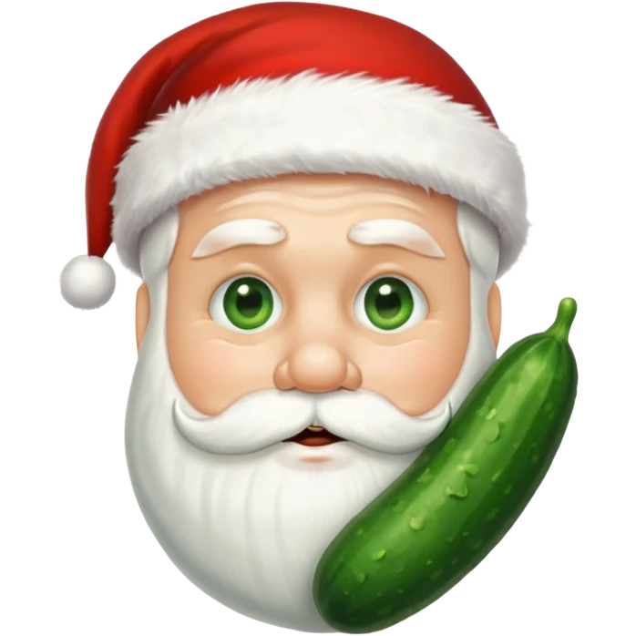 Santa with cucumber slices over his eyes emoji