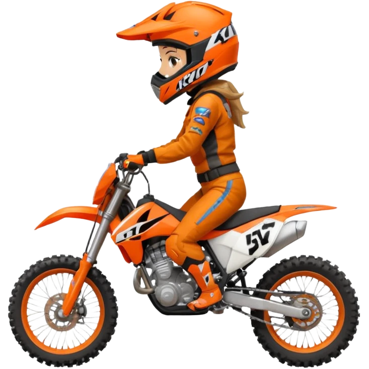 Motocross ktm orange dirt bike with 5”1’ girl on it emoji