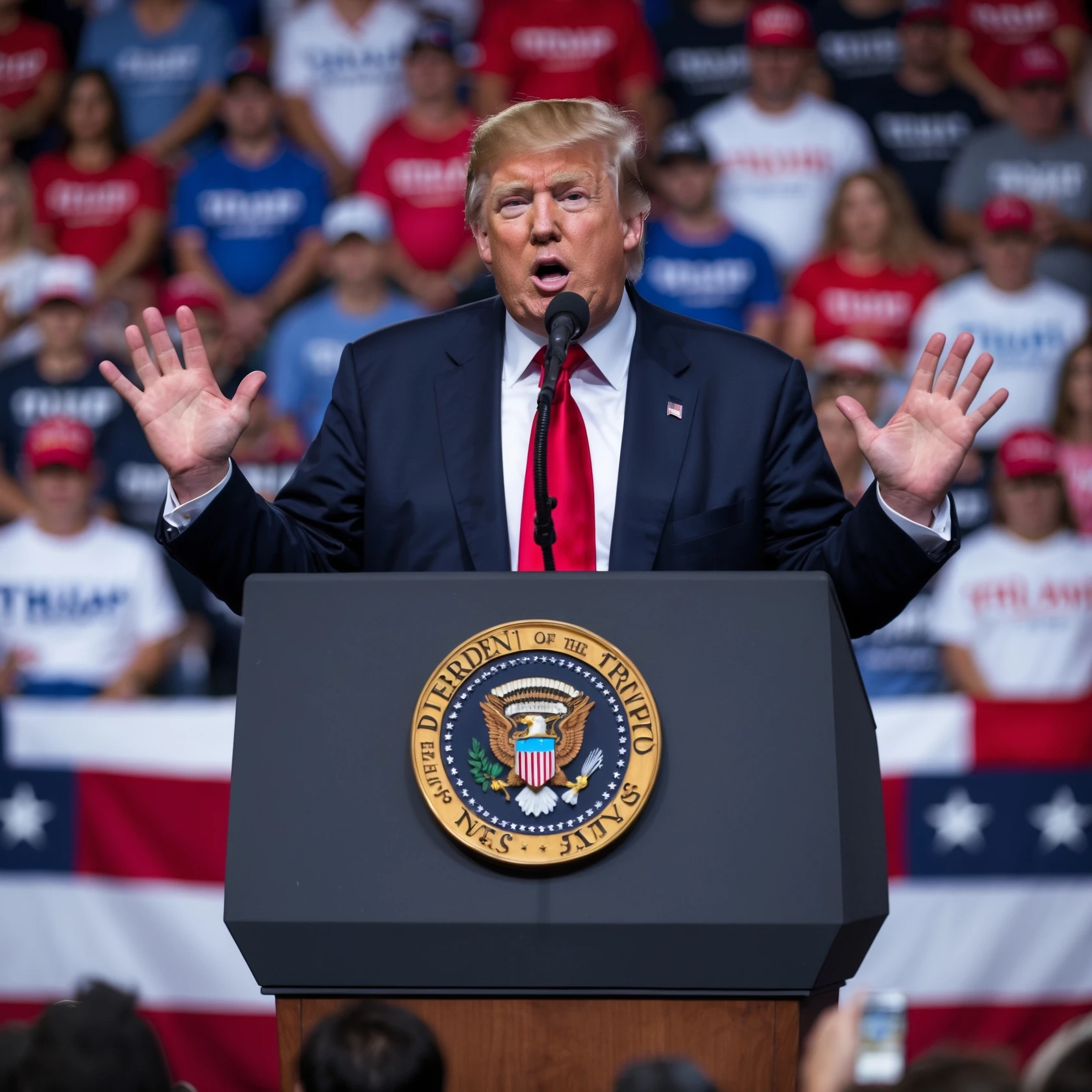 Donald Trump speaking at a rally emoji