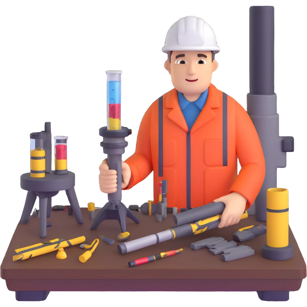 Marine geologist working with core samples and scientific equipment on ship deck emoji