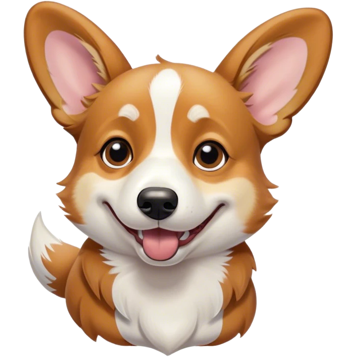 Cinematic Comical Fawn Corgi Portrait Emoji, Head tilted dramatically with an exaggeratedly shocked or offended expression, featuring a striking fawn coat with bold white patches, wide, expressive brown eyes filled with exaggerated disbelief, Simplified yet hilariously expressive features, highly detailed, glowing with a slightly sassy glow, high shine, dramatic yet playful, stylized with an air of attitude, bright and endearing, soft glowing outline, capturing the essence of a sassy and over-the-top herder, so meme-worthy it feels like it could side-eye its way into internet fame instantly! emoji