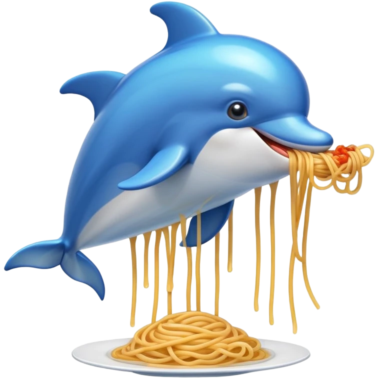 Dolphin Eats spaghetti ￼ emoji