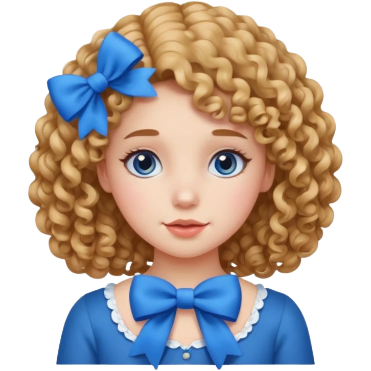 girl  with blue bow and curly hair emoji