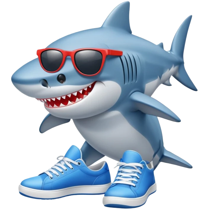 Cool shark with sunglasses and blue sneakers emoji