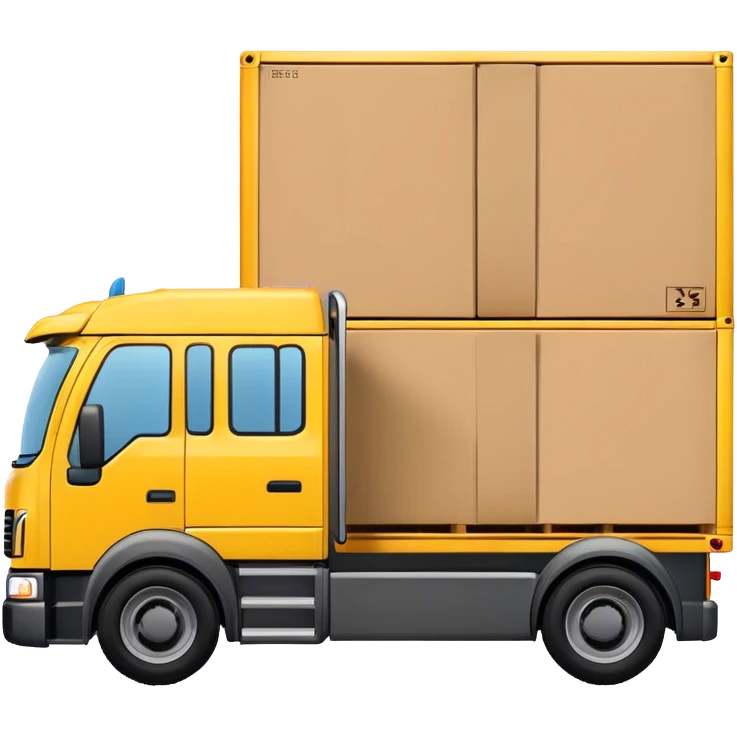 yellow logistic truck with pallets box emoji