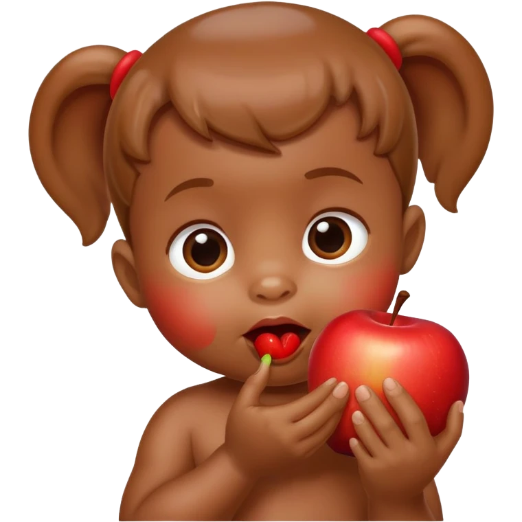 A brown baby eating an apple  emoji