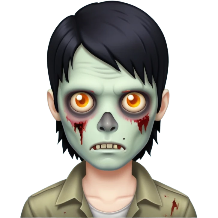 um menino zumbi com cabelo mullet preto  emoji