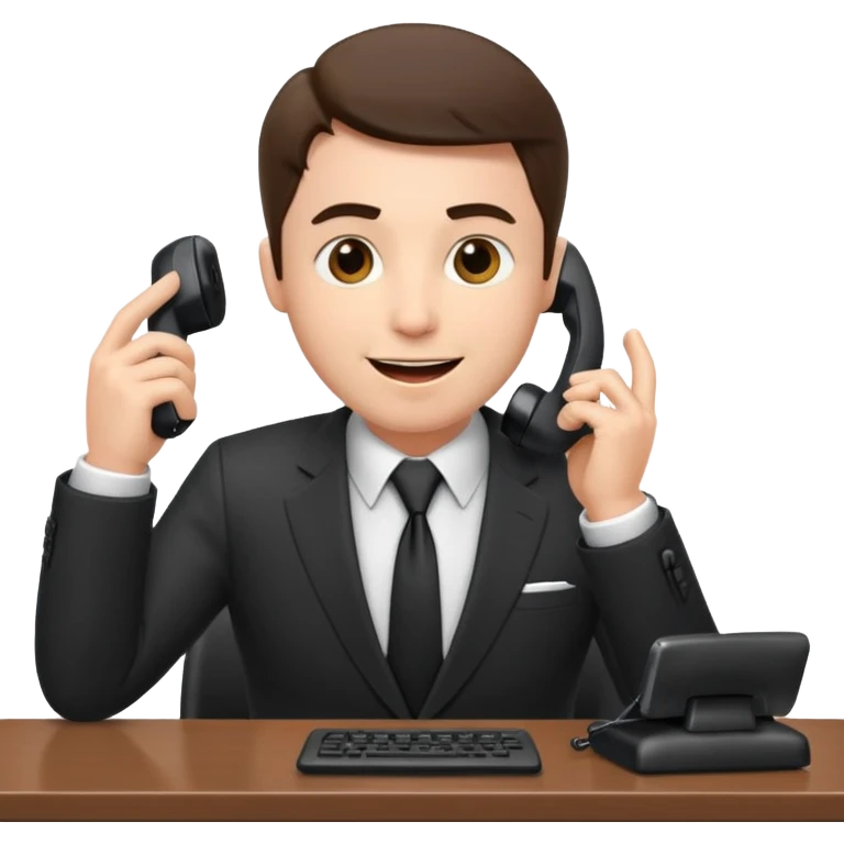 excited office boss on phone at his desk emoji