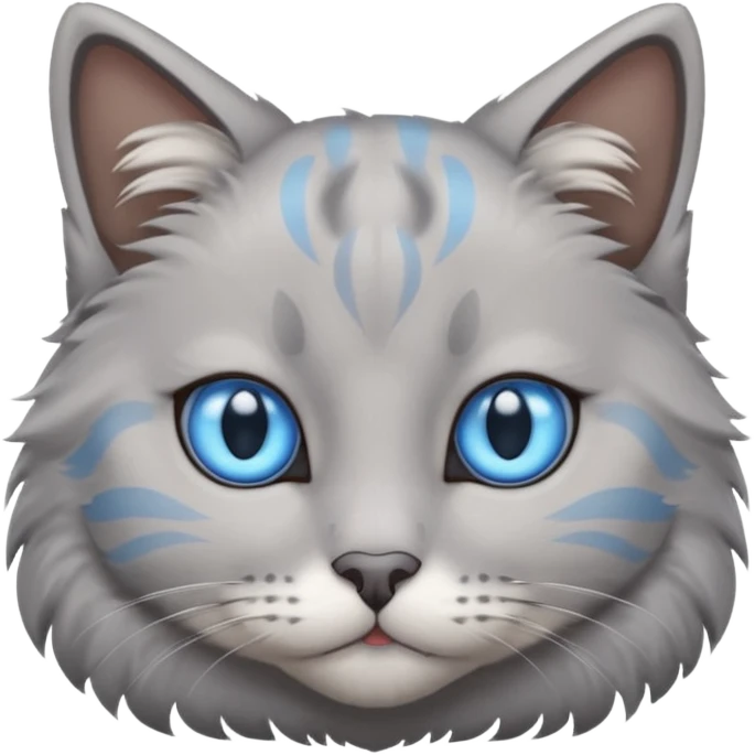 a gray cat with blue eyes on its FOREHEAD emoji