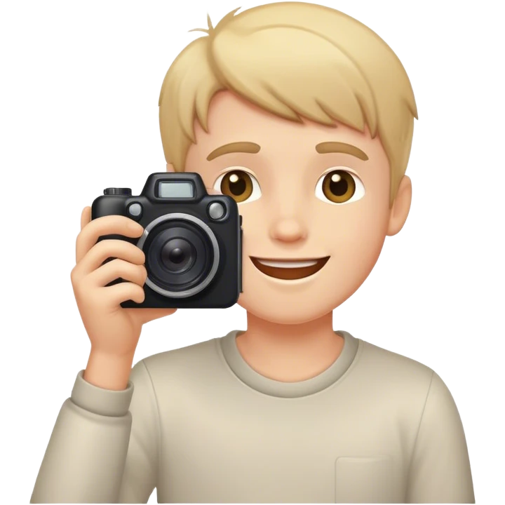 happy white boy taking photo emoji