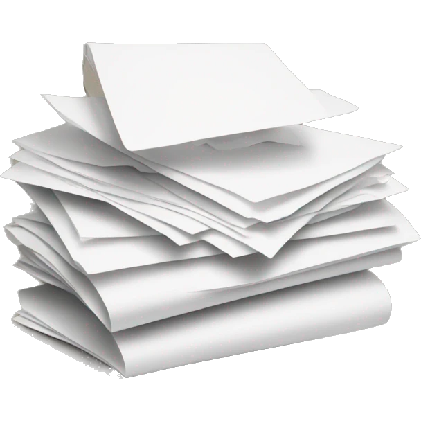 a pile of paper, with a macbook on the top. Apple Style. emoji