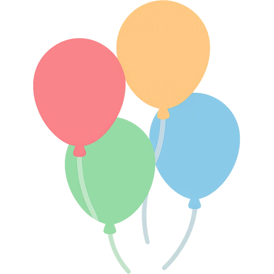 a bunch of colorful balloons, simple and cheerful emoji