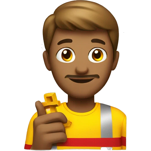 A DHL employee and a cross in his hand emoji