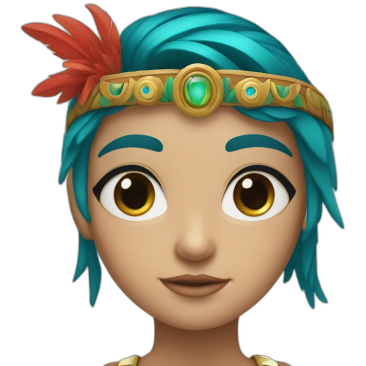 quetzalcuoatl red head, blue eye, white skin girl emoji