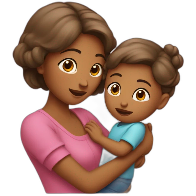 Maman qui fait un câlin à sa fille emoji