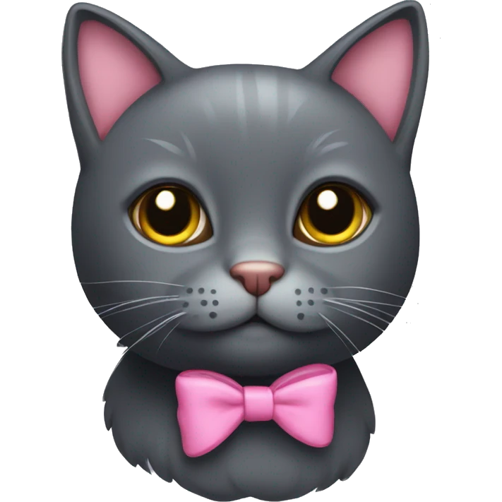 Dark grey cat with pink bow in hair  emoji