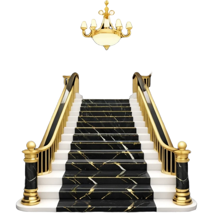 Luxurious black marble hallway stairs with gold and white accents  emoji
