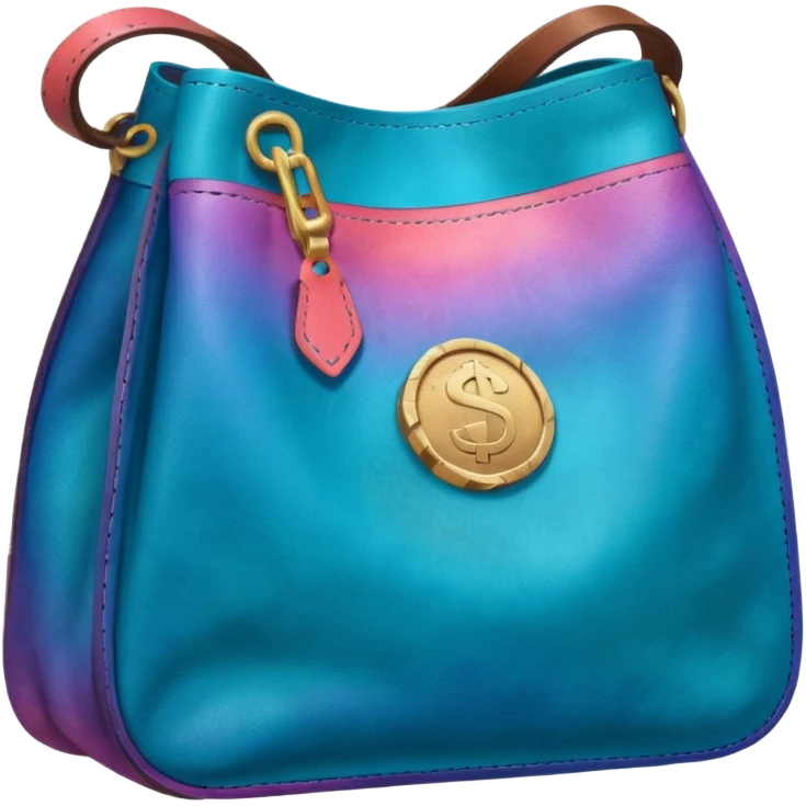 coins inside leather bag

Change coins color in in gradient of turquoise, blue, pink, purple, and coral emoji