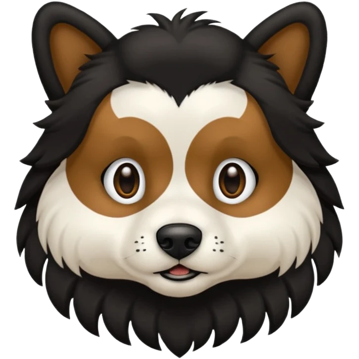 haz un perro negro con las patas y el ozico blancos toques marrones mucho pelo y ojos marrones menos marron menos pelo emoji