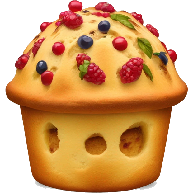 un panettone, tradicionalmente decorado con frutas confitadas y pasas. emoji