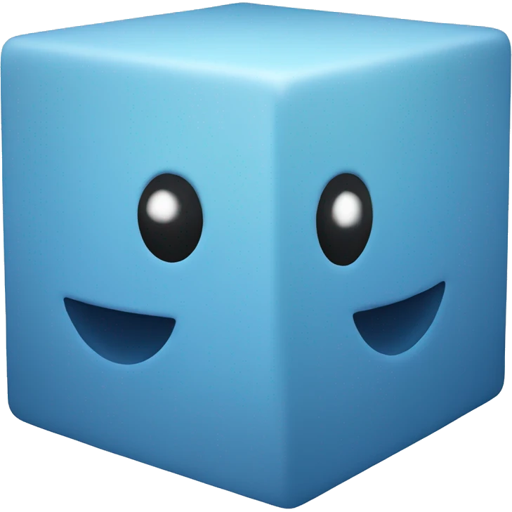 A blue cube with face emoji