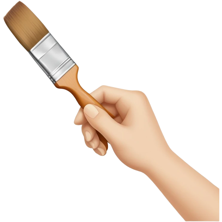 hands holding a paintbrush painting on a canvas, simple and friendly emoji