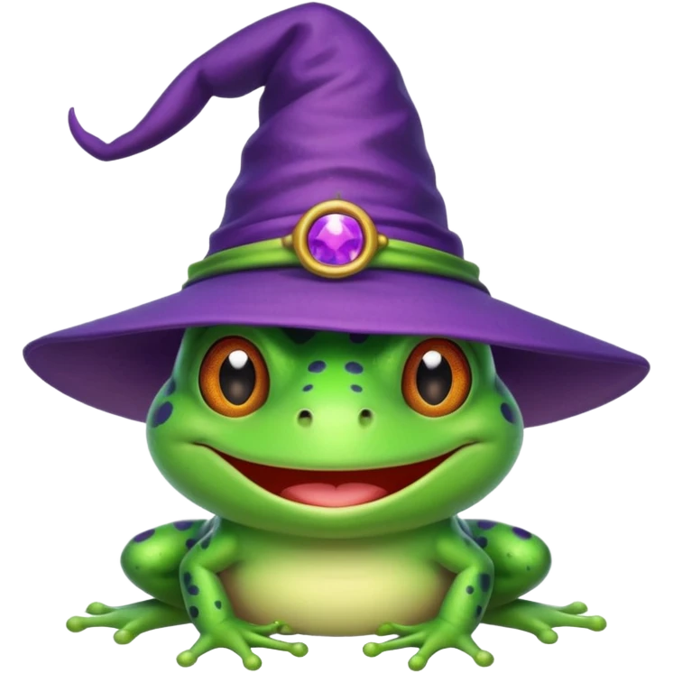 frog wear purple wicth hat emoji