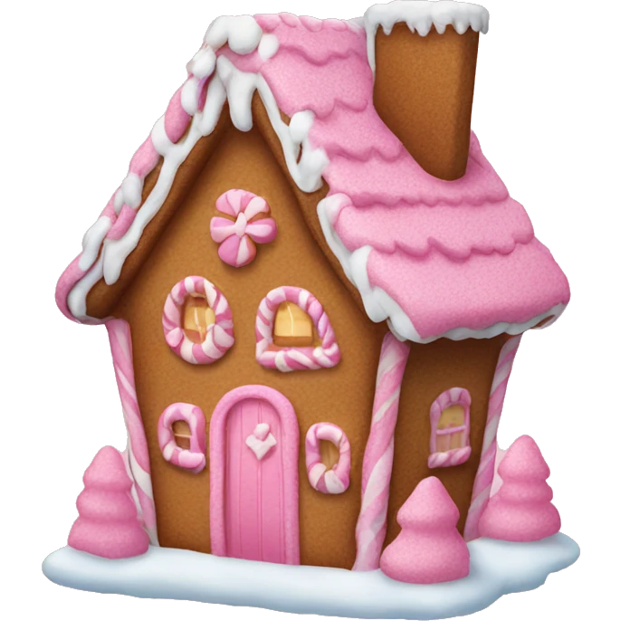 A pink gingerbread house emoji