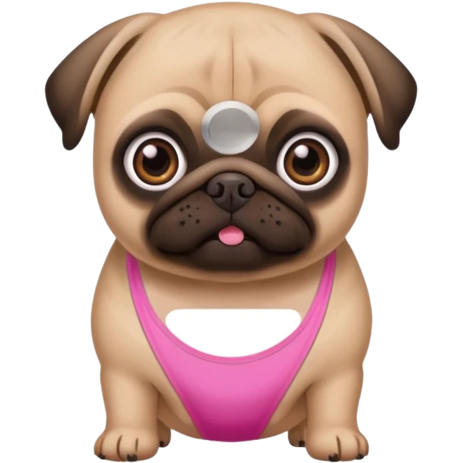 Pug com os olhos grandes com biquíni Rosa emoji