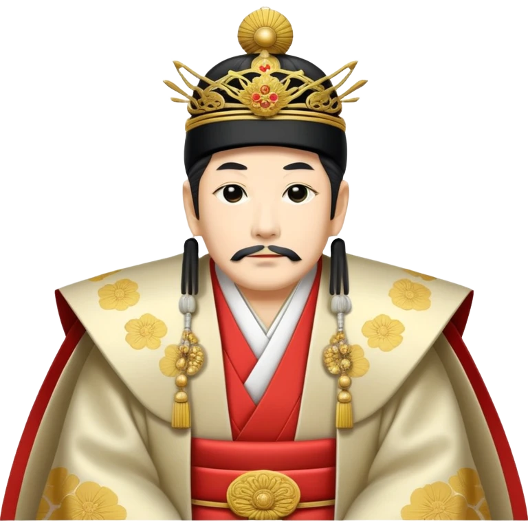 Japanese emperor, Edo period, wearing ceremonial ho and kanmuri, regal pose emoji