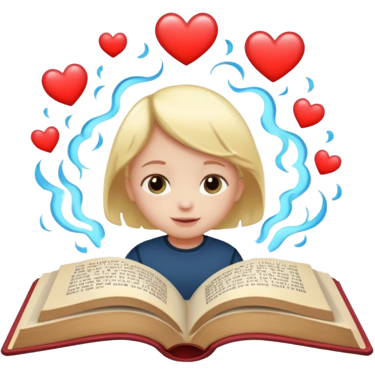 open book with a small child and heart above it emoji