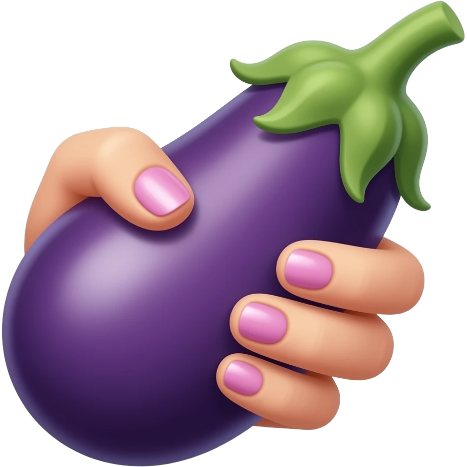 hand with nail polish around🍆 emoji