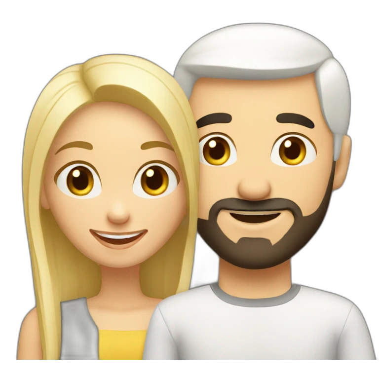 happy couple blond russian girl with a bald arab guy with a short black beard emoji