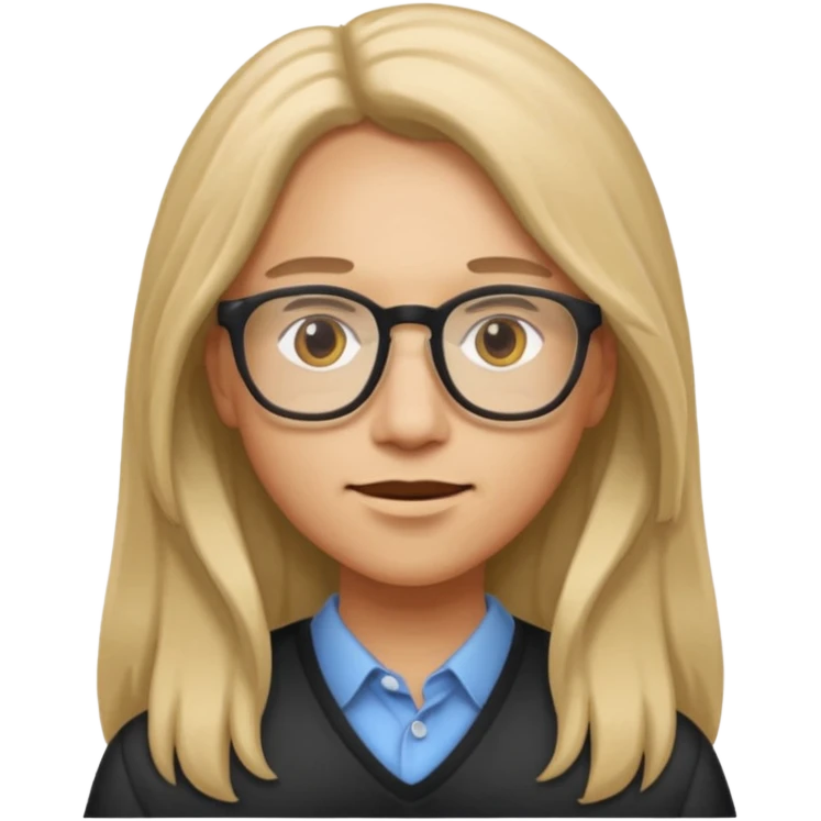 persona con cabello largo y lentes emoji