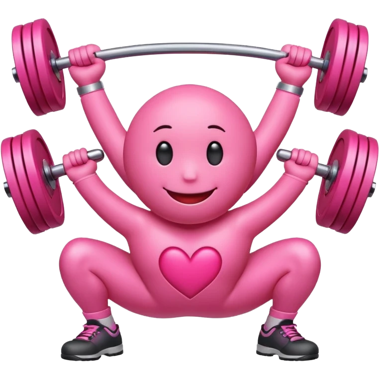 Loveheart with smiley face squatting with weights emoji