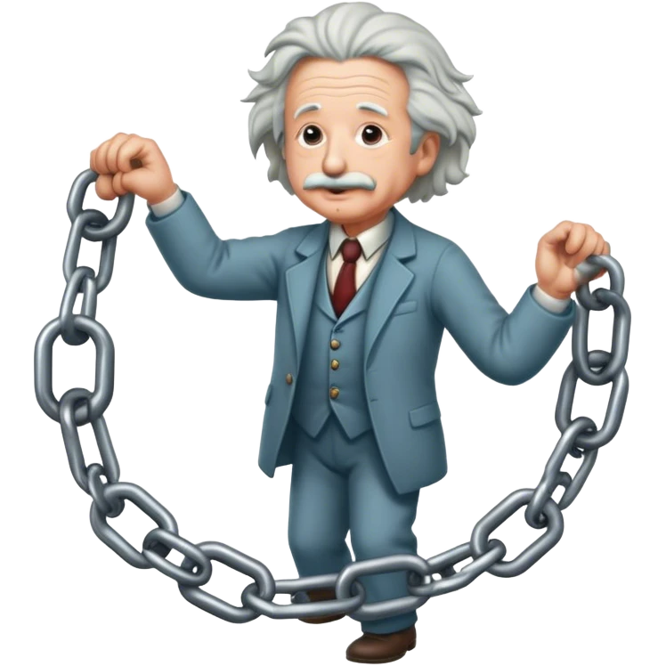 Albert einstein pulling on a chain emoji