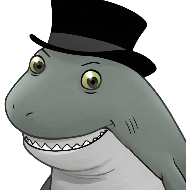 Shark with a top hat emoji