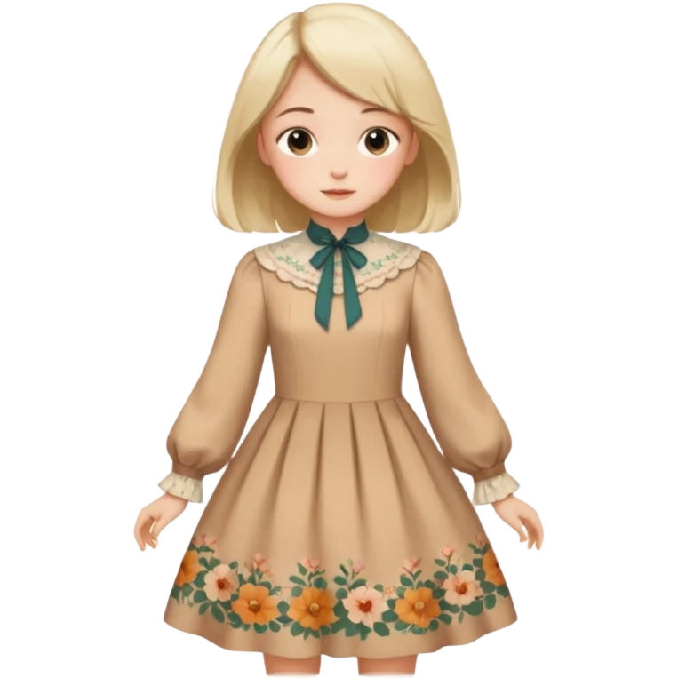 Cottagecore style ultra cute vintage material dress emoji