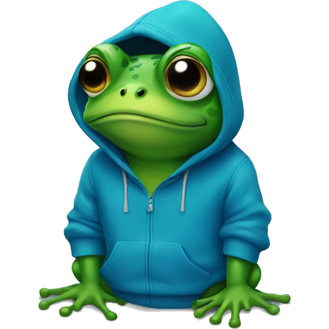 a frog with a blue hoodie emoji
