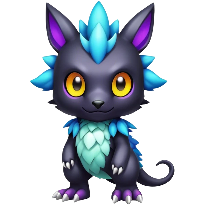 Cute cool colorful dark fantasy-Digimon-animal-hybrid full body emoji