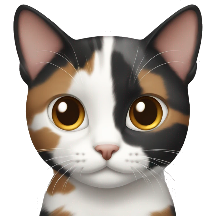 black white brown calico cat and gray striped cat emoji
