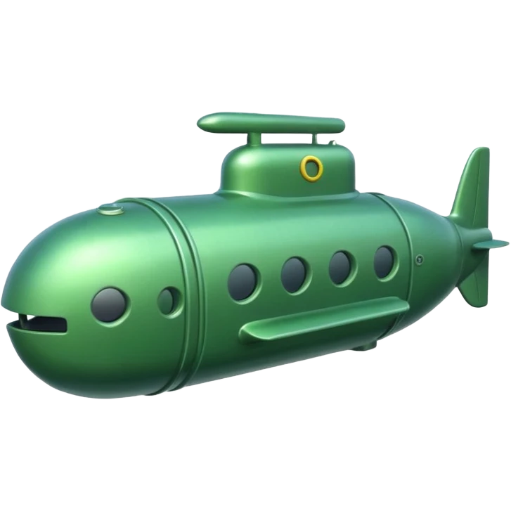 green mini single submarine in cartoon  emoji