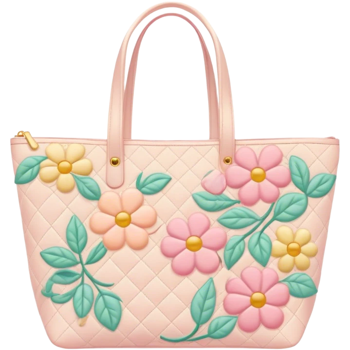 pastel floral quilted tote bag  emoji
