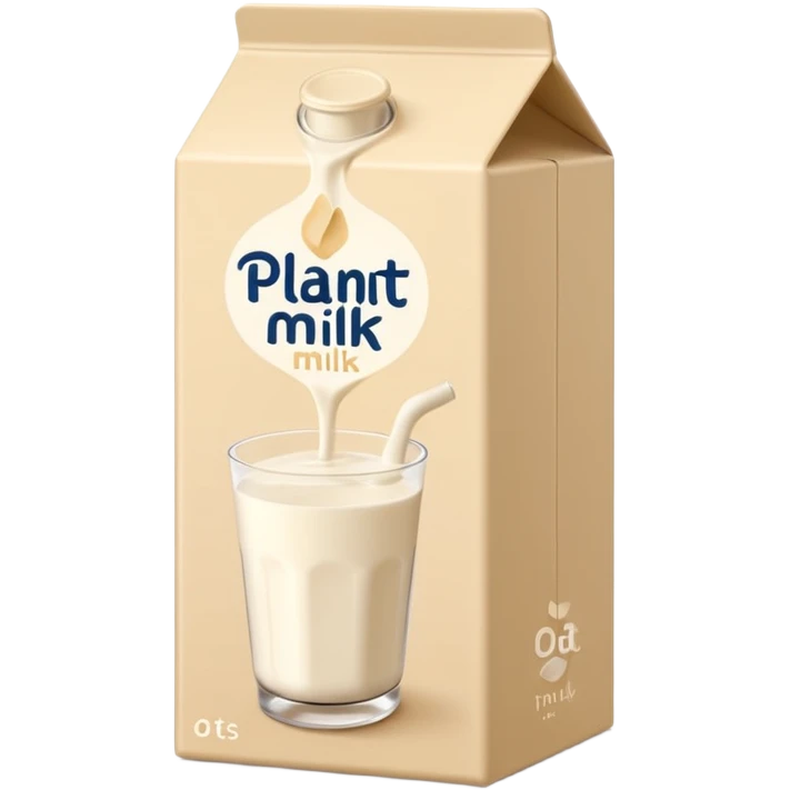 closed plant milk box, carton style, soft beige, minimalist, upright, fold-top or screw cap, subtle oat motif, no glass or branding, soft lighting, emoji scale emoji