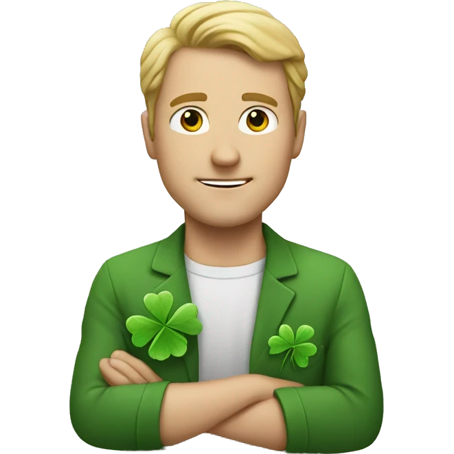 white man with clover emoji