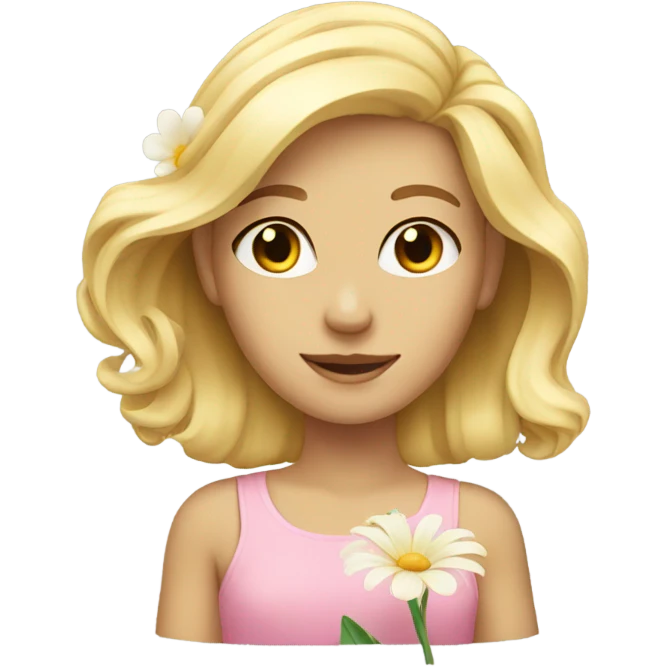blonde girl with flower emoji