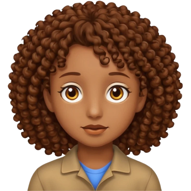 Nano con capelli ricci marroni, occhi marroni emoji